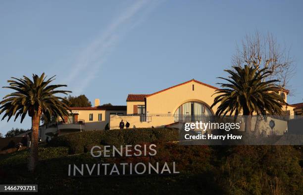 General view of the clubhouse during the first round of the The Genesis Invitational at Riviera Country Club on February 16, 2023 in Pacific...