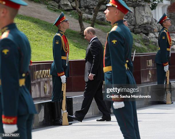 Russian President Vladimir Putin attends a wreath laying ceremony to commemorate the 70th anniversary of the beginning of the Great Patriotic War...