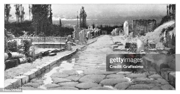 die straße der gräber in pompeji italien 1899 - pompei stock-grafiken, -clipart, -cartoons und -symbole