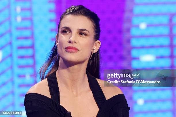 Elisabetta Canalis attends "Stasera C'è Cattelan" Tv Show on February 16, 2023 in Milan, Italy.