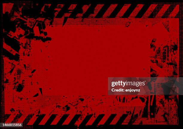 red grunge warning construction frame - danger sign stock illustrations