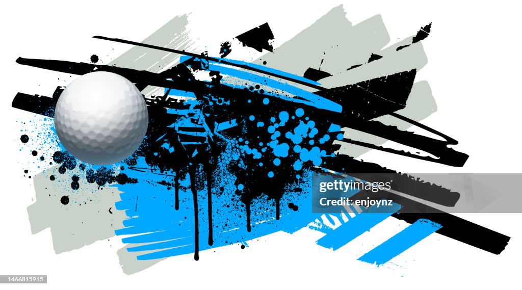 Blue Golf ball grunge splatter vector