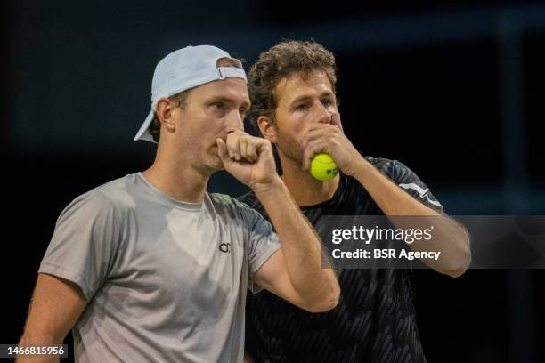 Robin Haase of The Netherlands and Matwe Middelkoop of The Netherlands in action during the 50th ABN AMRO World Tennis Tournement 2023 at Ahoy on...