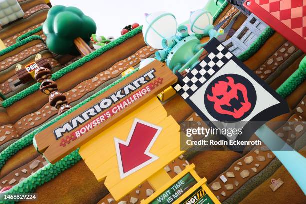 General view of the Mario Kart: Bowser’s Challenge ride at the "SUPER NINTENDO WORLD" welcome celebration at Universal Studios Hollywood on February...