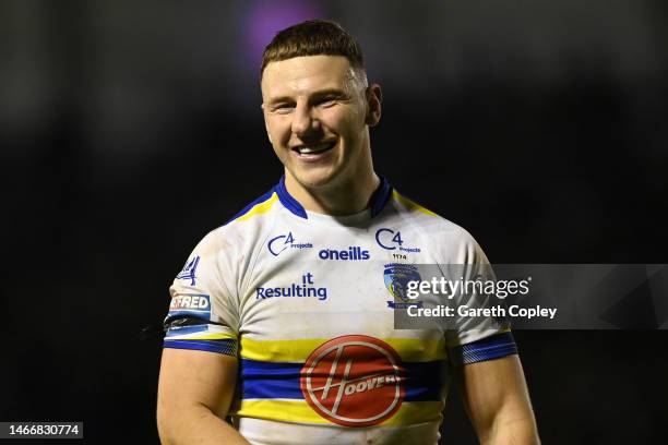 George Williams of Warrington during the Betfred Super League between Warrington Wolves and Leeds Rhinos at The Halliwell Jones Stadium on February...