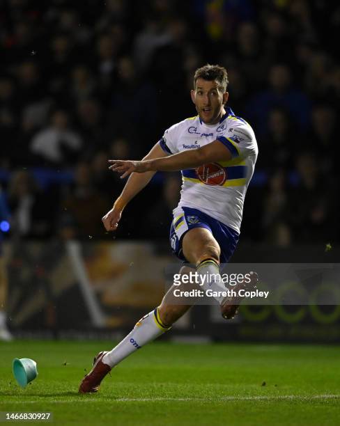 Stefan Ratchford of Warrington during the Betfred Super League between Warrington Wolves and Leeds Rhinos at The Halliwell Jones Stadium on February...