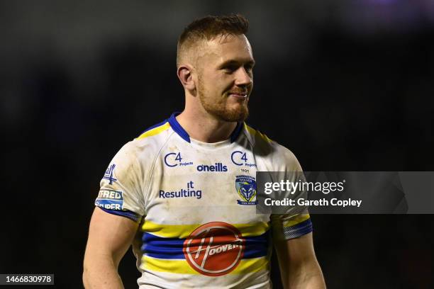 Ben Currie of Warrington during the Betfred Super League between Warrington Wolves and Leeds Rhinos at The Halliwell Jones Stadium on February 16,...