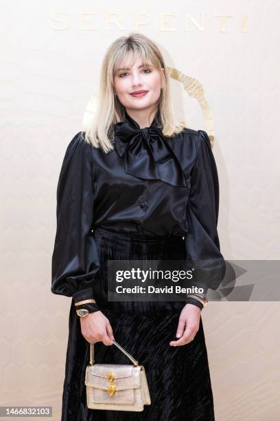 Miriam Giovanelli attends the 'Bvlgari Serpenti: 75 Years Of Infinite Tale' photocall at the Thyssen-Bornemisza Museum on February 16, 2023 in...