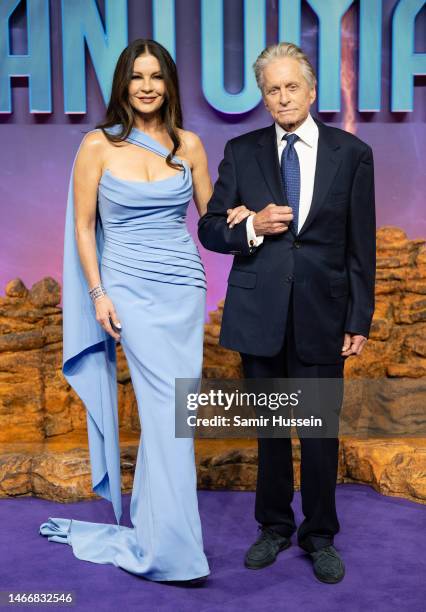 Catherine Zeta-Jones and Michael Douglas attend the "Ant-Man And The Wasp: Quantumania" UK Gala Screening at BFI IMAX Waterloo on February 16, 2023...