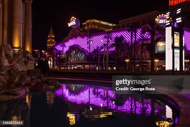 Harrah's Hotel & Casino on the Las Vegas Strip is viewed on February 10, 2023 in Las Vegas, Nevada. Las Vegas will play host to the NFL's Super Bowl...