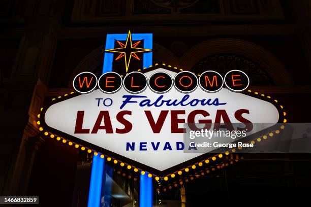 Welcome To Fabulous Las Vegas retail store at the entrance of the Venetian Hotel & Casino is viewed on February 10, 2023 in Las Vegas, Nevada. Las...