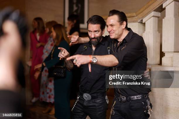 Alec Völkel and Sascha Vollmer attend the Berlin Opening Night 2023 on the occasion of the 73rd Berlinale International Film Festival at hotel Das...