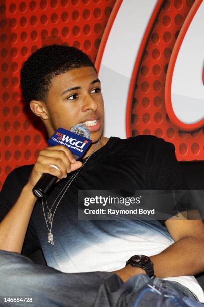 Rapper Diggy Simmons, is interviewed in the WGCI-FM "Coca-Cola Lounge" in Chicago, Illinois on JUNE 20, 2012.