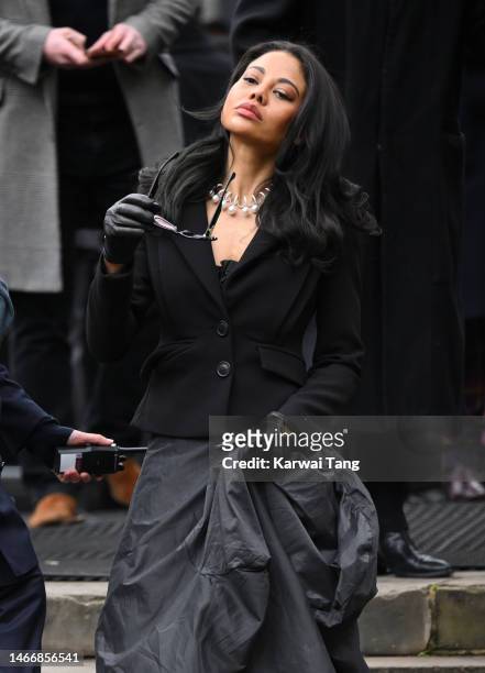 Emma Thynn, Marchioness of Bath attends the Memorial Service for Dame Vivienne Westwood at Southwark Cathedral on February 16, 2023 in London,...