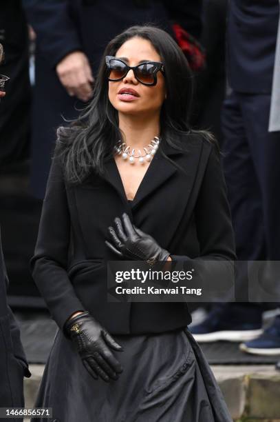 Emma Thynn, Marchioness of Bath attends the Memorial Service for Dame Vivienne Westwood at Southwark Cathedral on February 16, 2023 in London,...