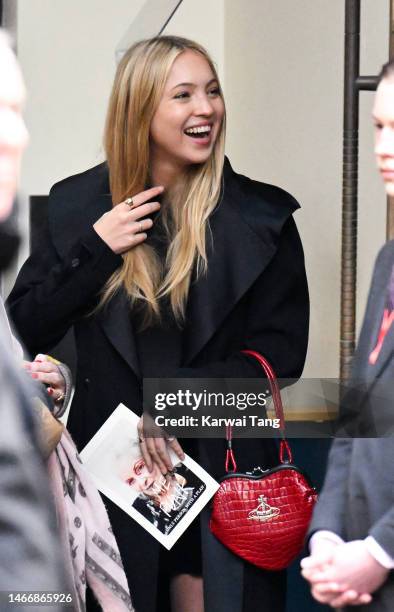 Lila Moss attends the Memorial Service for Dame Vivienne Westwood at Southwark Cathedral on February 16, 2023 in London, England. British fashion...