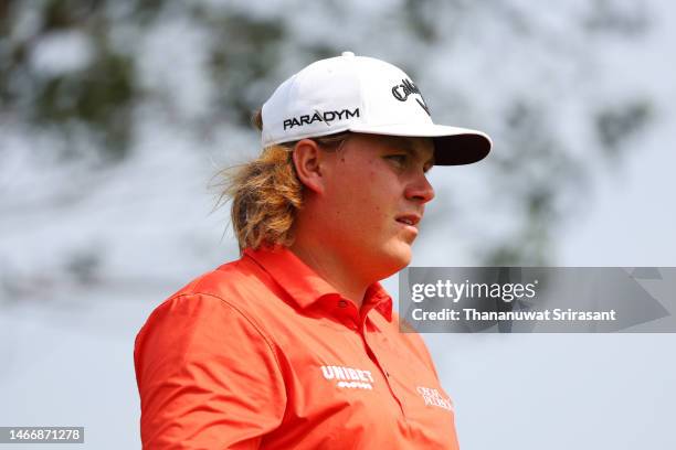 Sami Valimaki of Finland looks on from the first hole during Day Two of the Thailand Classic at Amata Spring Country Club on February 17, 2023 in...