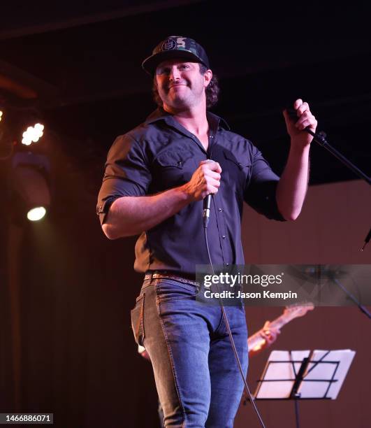 Easton Corbin performs at Nashville Palace on February 16, 2023 in Nashville, Tennessee.