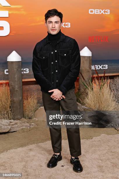 Gavin Leatherwood attends the Premiere of Netflix's "Outer Banks" Season 3 at Regency Village Theatre on February 16, 2023 in Los Angeles, California.