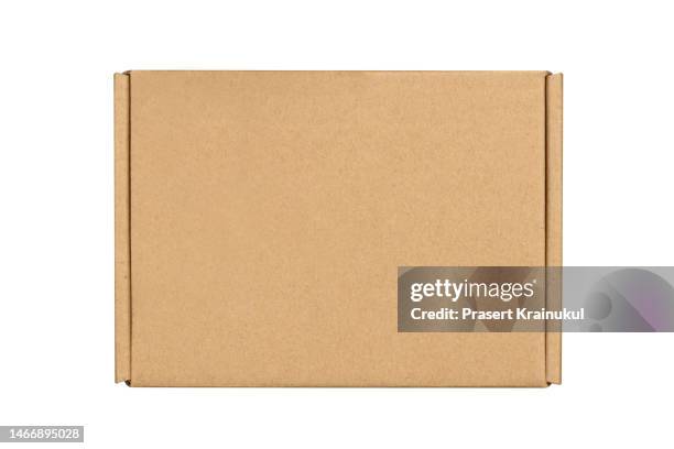 realistic cardboard box or parcel box mockup - box packaging mockup stock pictures, royalty-free photos & images