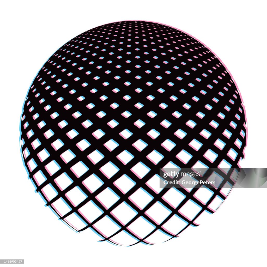 Pattern Ball 3d 3d Ball With Half Tone Pattern And Glitch Technique High-Res Vector ...