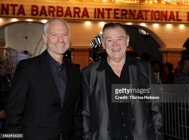 Martin McDonagh and Brendan Gleeson attend the Cinema Vanguard Award Ceremony during the 38th Annual Santa Barbara International Film Festival on...