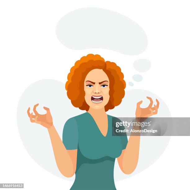 angry redhead woman. - ginger glasses stock illustrations