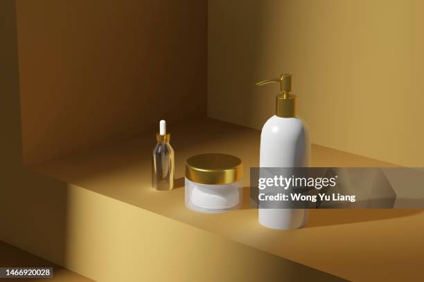 gold theme ,generic cosmetic products,3d redner - stage decoration stock pictures, royalty-free photos & images