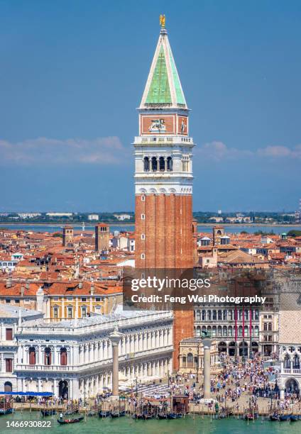 st mark's campanile (campanile di san marco), venice, veneto, italy - basilica di san marco stock-fotos und bilder