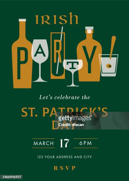 ilustrações de stock, clip art, desenhos animados e ícones de st. patrick's day special party invitation template. - happy hour