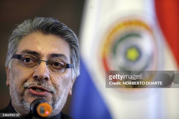 Paraguayan President and former Catholic Bishop Fernando Lugo speaks during a press conference in Asuncion April 13, 2009. Lugo on Monday...