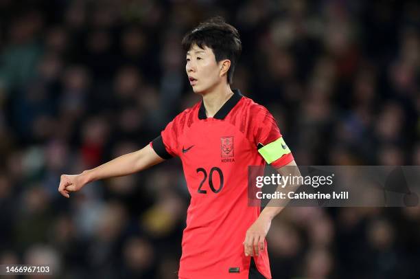 Kim Hye-ri of Korea Republic during the Arnold Clark Cup match between England and Korea Republic at Stadium mk on February 16, 2023 in Milton...