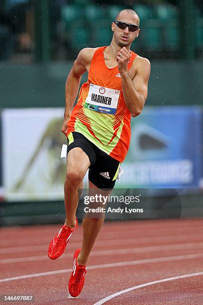 Jeremy Wariner competes in opening round of the men's 400 meter dash during Day One of the 2012 U.S. Olympic Track & Field Team Trials at Hayward...