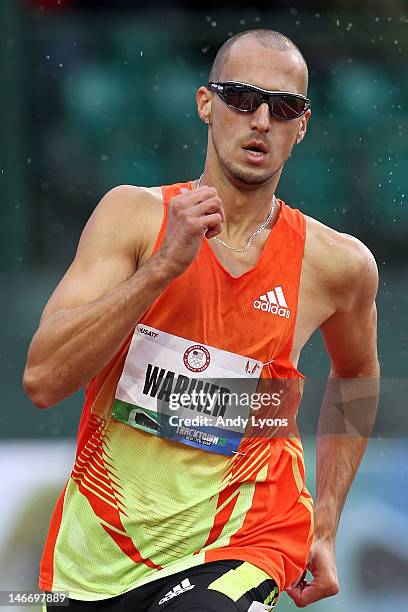 Jeremy Wariner competes in opening round of the men's 400 meter dash during Day One of the 2012 U.S. Olympic Track & Field Team Trials at Hayward...