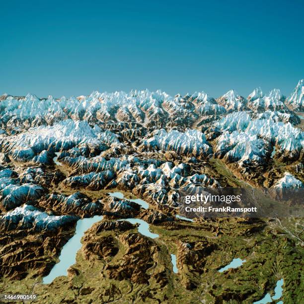 österreich salzkammergut topografische karte 3d landschaftsansicht winter - attersee stock-fotos und bilder