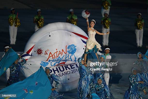 Minute-performance started by the artists from Thailand during the Closing Ceremony, closing the 3rd Asian Beach Games Haiyang 2012 at Heqingdao...