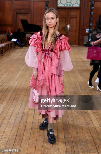 Lady Amelia Windsor attends the Bora Aksu show during London Fashion Week February 2023 on February 17, 2023 in London, England.