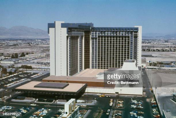 Exterior view of the new MGM Grand hotel in Las Vegas, Nevada, in May 1974.