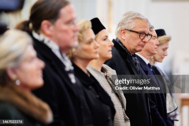 Princess Lea of Belgium, James OHare, Princess Delphine, Princess Claire, Prince Laurent, Prince Guillaume and Princess Sibilla of Luxembourg attend...