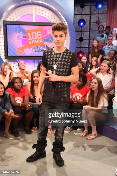Justin Bieber visits BET's "106 & Park" at BET Studios on June 20, 2012 in New York City.
