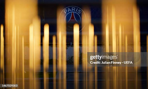 View outside the stadium before the UEFA Champions League round of 16 leg one match between Paris Saint-Germain and FC Bayern München at Parc des...