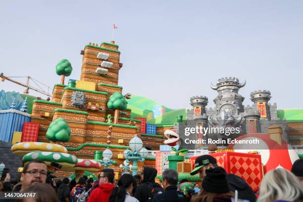 General view of aatmosphere during the Grand Opening Day of "SUPER NINTENDO WORLD" at Universal Studios Hollywood on February 17, 2023 in Universal...