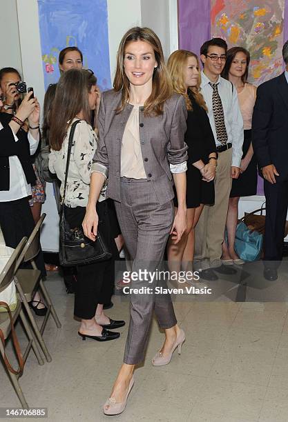 Princess Letizia of Spain visits the Emily Dickinson Primary School on June 22, 2012 in New York City.