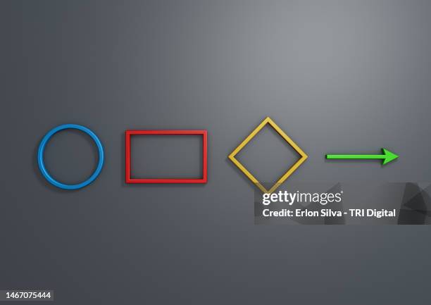 decision diagram geometric shapes for workflow - automate workflow icon stockfoto's en -beelden