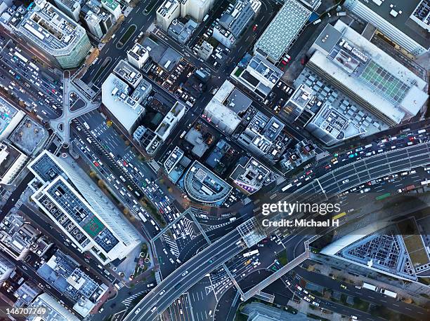 bird's eye view - tokyo cityscape stock pictures, royalty-free photos & images