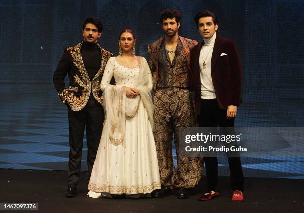 Taha Shah, Aditi Rao Hydari, Aashim Gulati and Shubham Kumar Mehra attend the trailer launch for Zee5's web series 'TAJ Divided by Blood ' on...