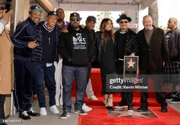 Mike Epps, Russell Simmons, Ice Cube, Chuck D, Mariska Hargitay, Ice-T and Dick Wolf attend the Hollywood Walk of Fame Star Ceremony for Ice-T on...