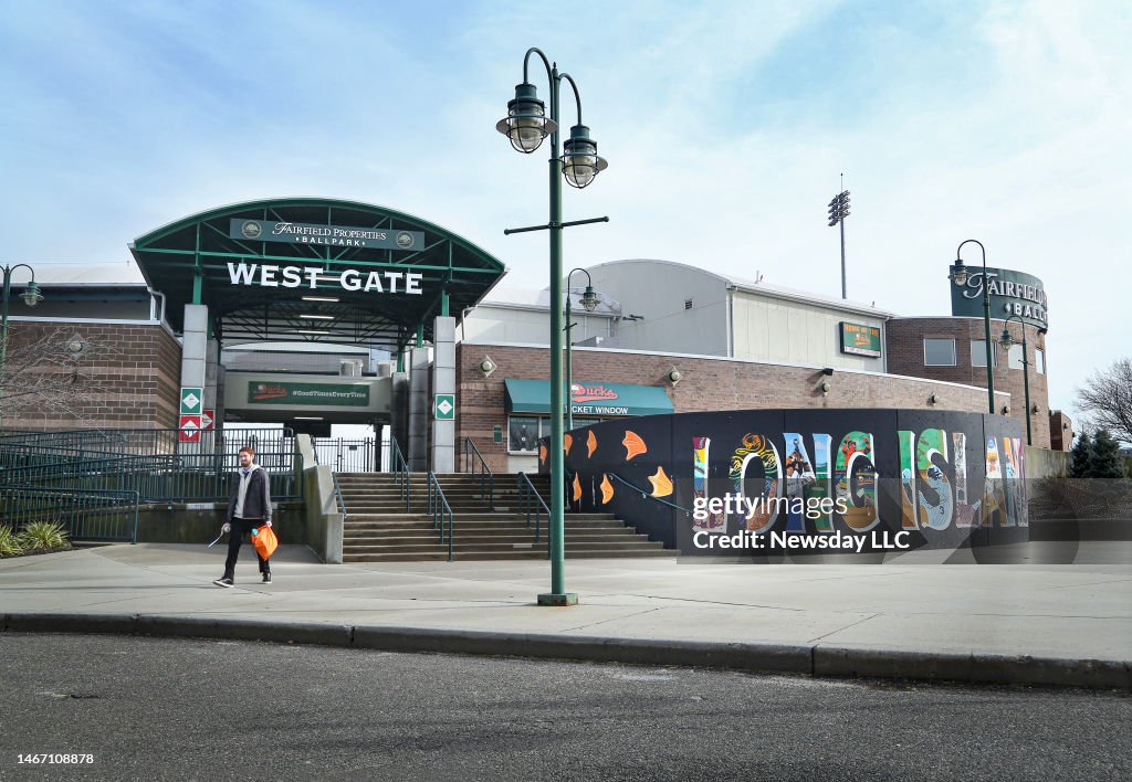 The entrance to the Fairfield Properties Ballpark in Central Islip
