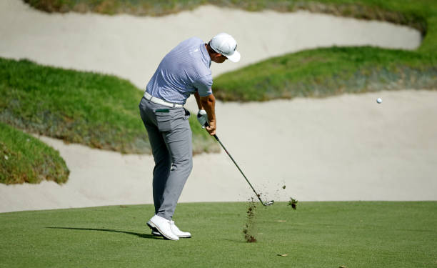 Christiaan Bezuidenhout of South Africa plays a second shot on the seventh hole during the second round of the The Genesis Invitational at Riviera...