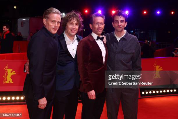 Cary Elwes, director Matthew Johnson, Glenn Howerton, and Jay Baruchel attend the "BlackBerry" premiere during the 73rd Berlinale International Film...